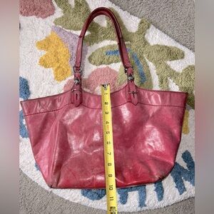 Coach Purse Handbag Leather Red Pink Medium Large